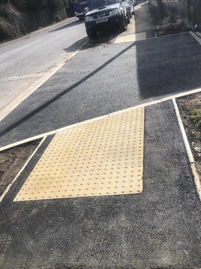 New Vehicular access with tactile paving
